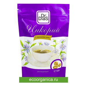Цикорий натуральный растворимый с ароматом кофе, 100 г, т. з. "Dr.DiaS®"